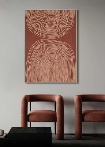 modern art and decorative elements in burnt orange for a timeless look
